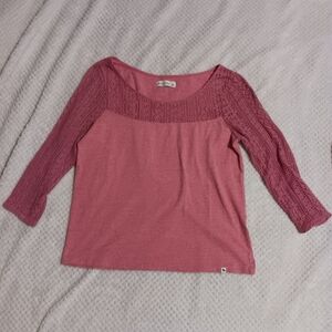 Y2K Coquette‎ Abercrombie and Fitch Cottagecore  Crochet Sleeve Top Size Large